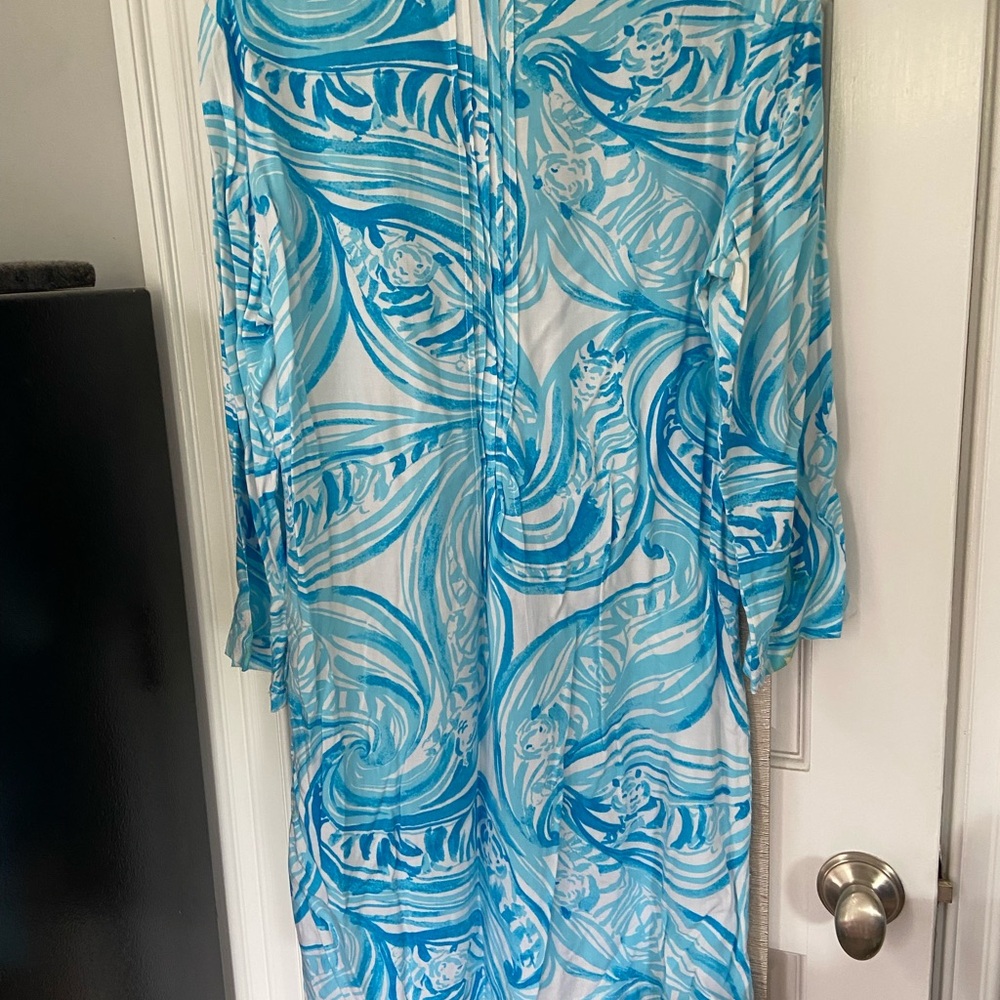 Lilly Pulitzer Blue & White Swirl Print Dress Medium